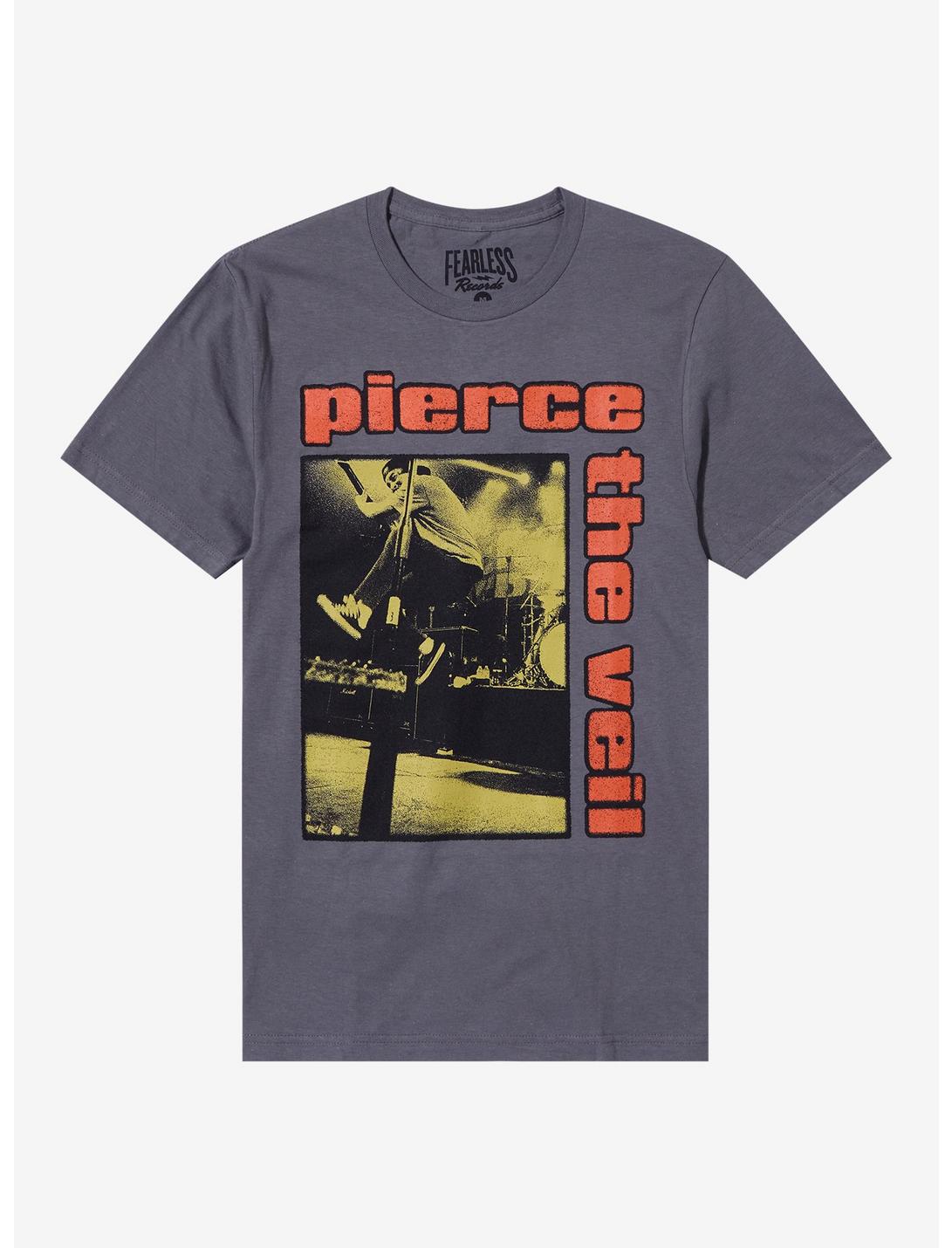 Pierce The Veil Stage Performance Boyfriend Fit Girls T-Shirt, CHARCOAL  GREY, hi-res