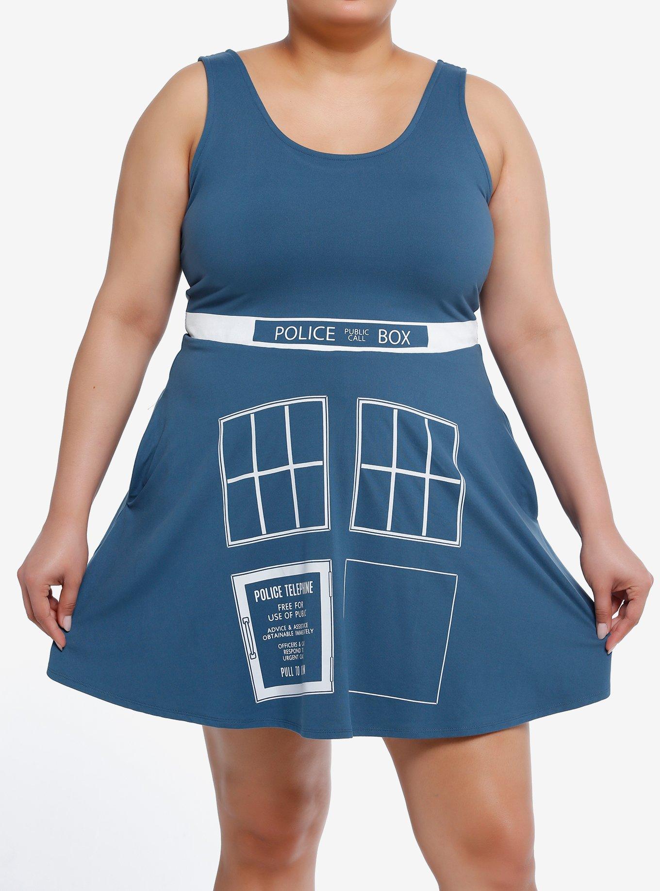 Her Universe Doctor Who TARDIS Athletic Dress Plus Size, BLUE, hi-res