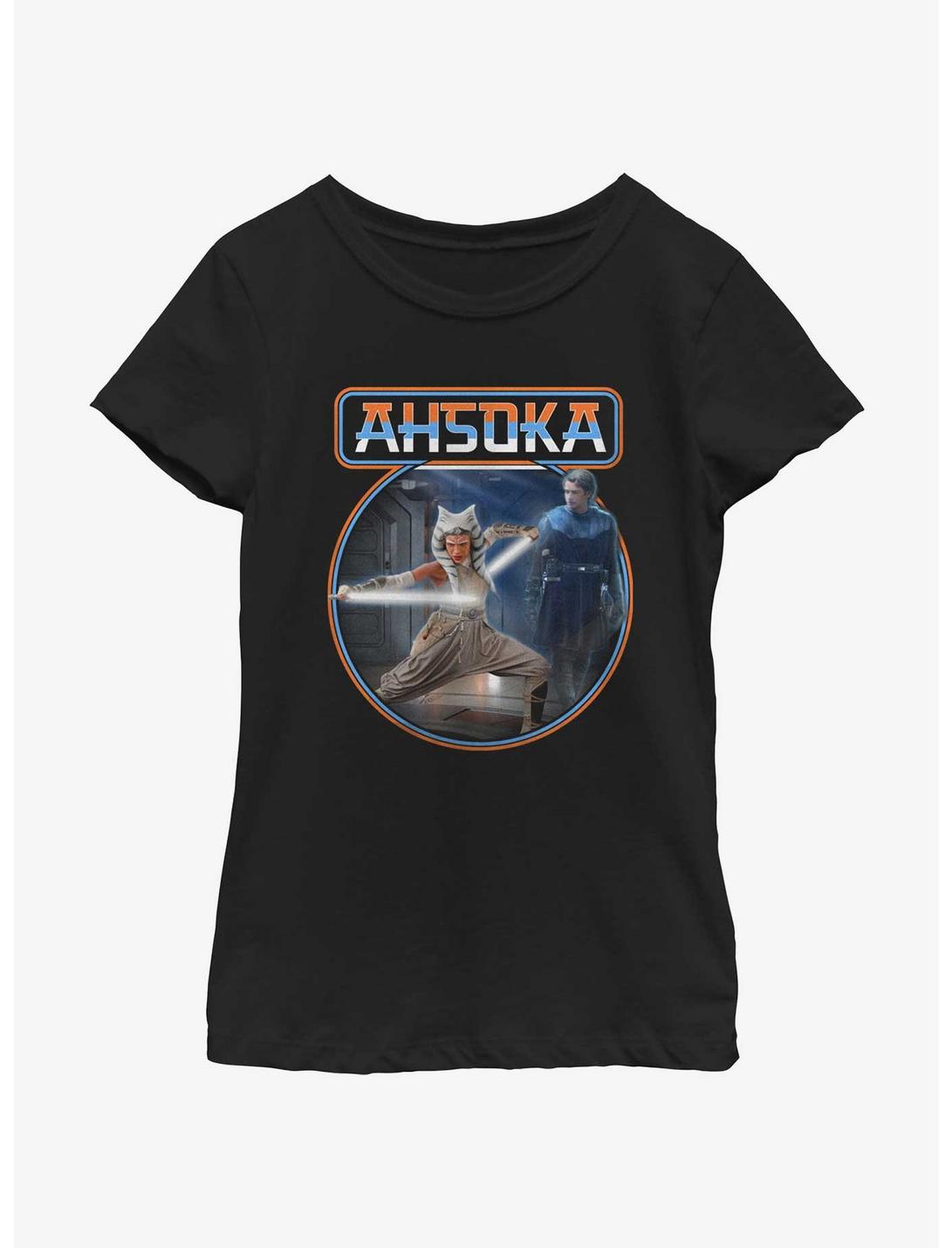 Star Wars Ahsoka Anakin Jedi Training Youth Girls T-Shirt BoxLunch Web Exclusive, BLACK, hi-res