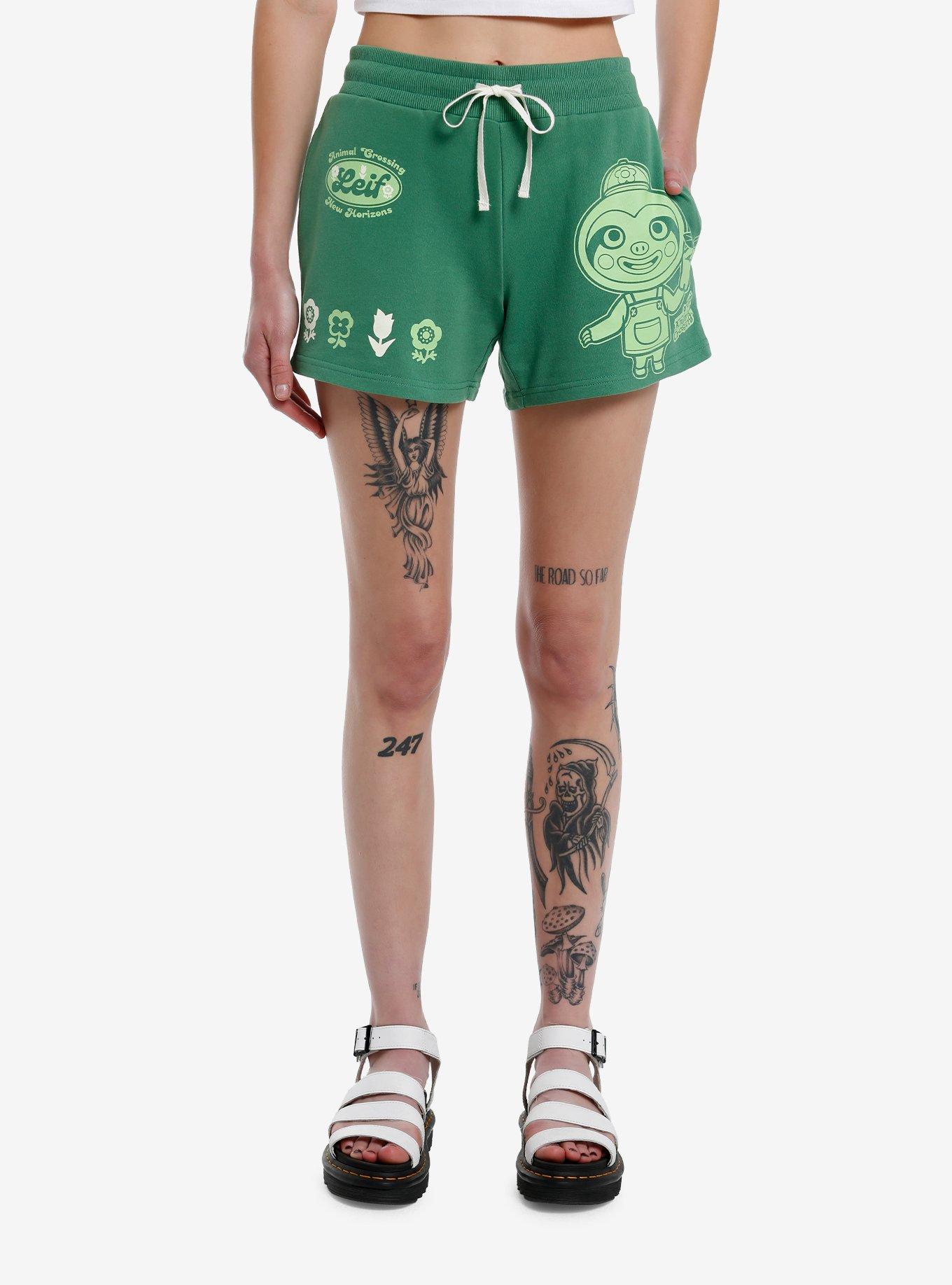 Animal Crossing: New Horizons Leif Lounge Shorts, GREEN, hi-res