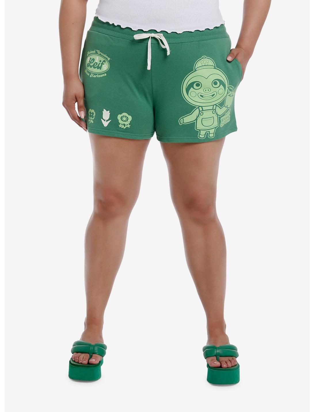 Animal Crossing: New Horizons Leif Lounge Shorts Plus Size, GREEN, hi-res