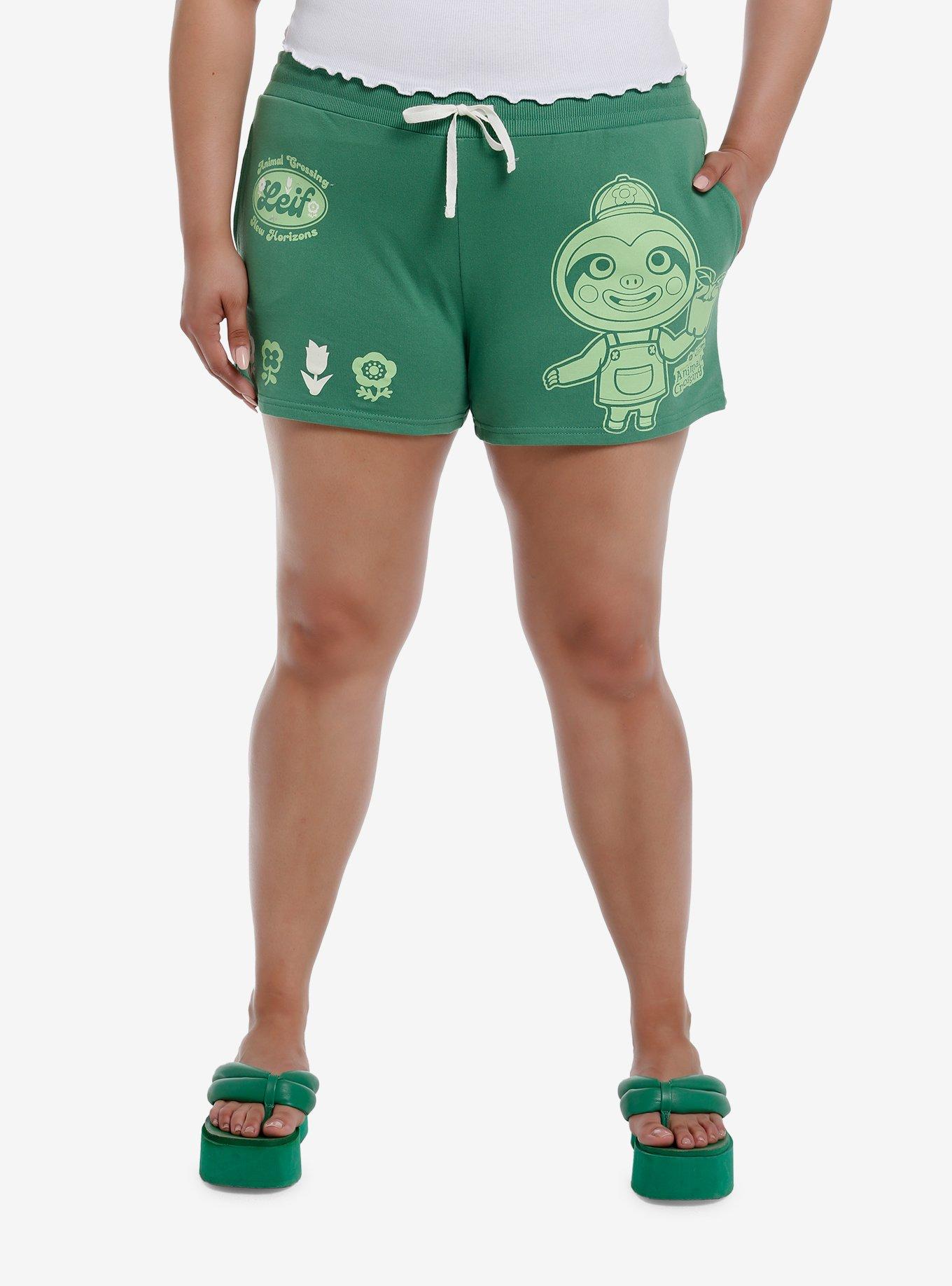 Animal Crossing: New Horizons Leif Lounge Shorts Plus Size, GREEN, hi-res