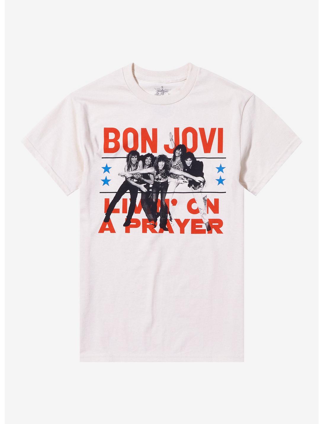Bon Jovi Livin' On A Prayer Boyfriend Fit Girls T-Shirt, CREAM, hi-res