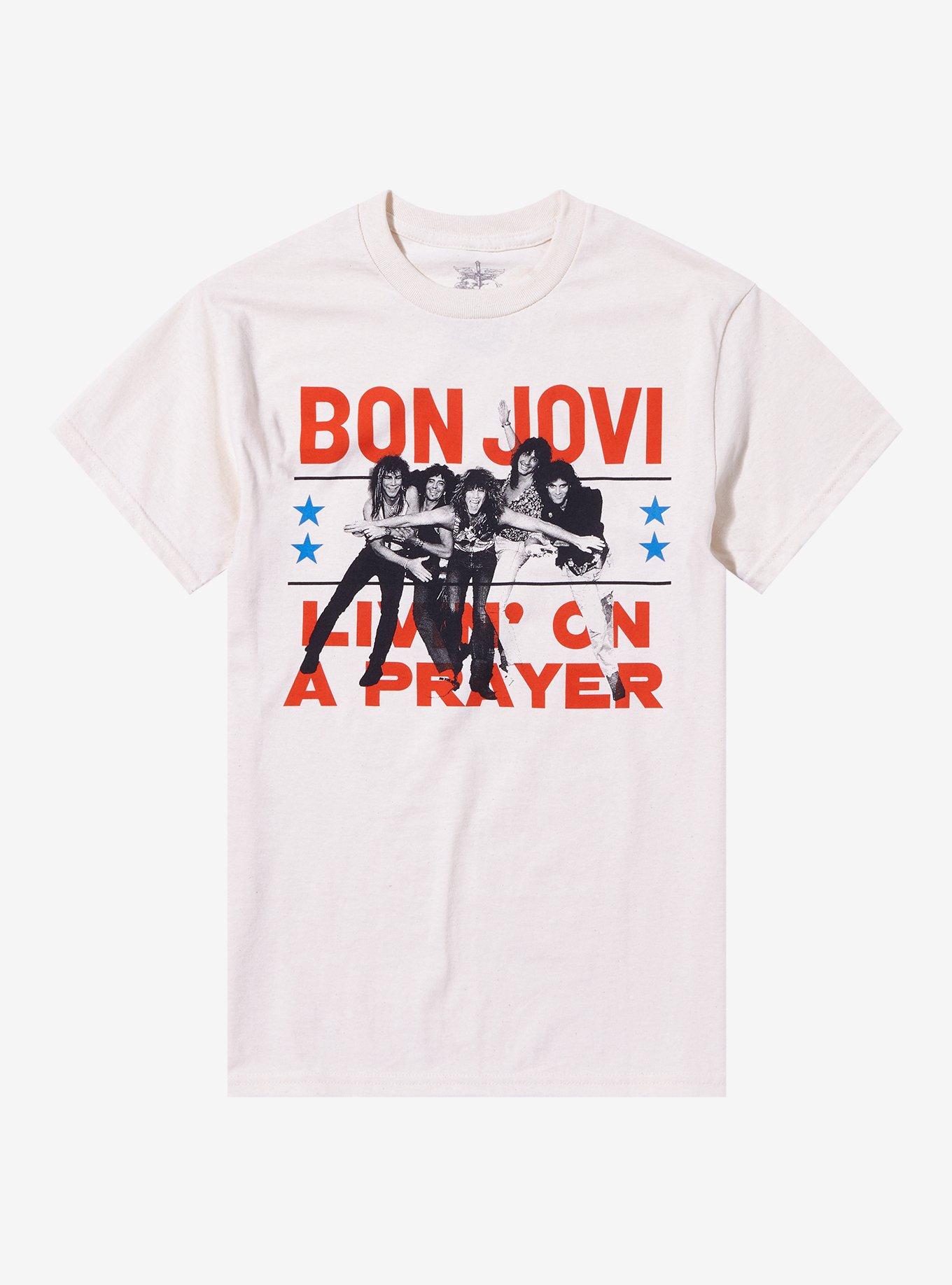 Bon Jovi Livin' On A Prayer Boyfriend Fit Girls T-Shirt, CREAM, hi-res