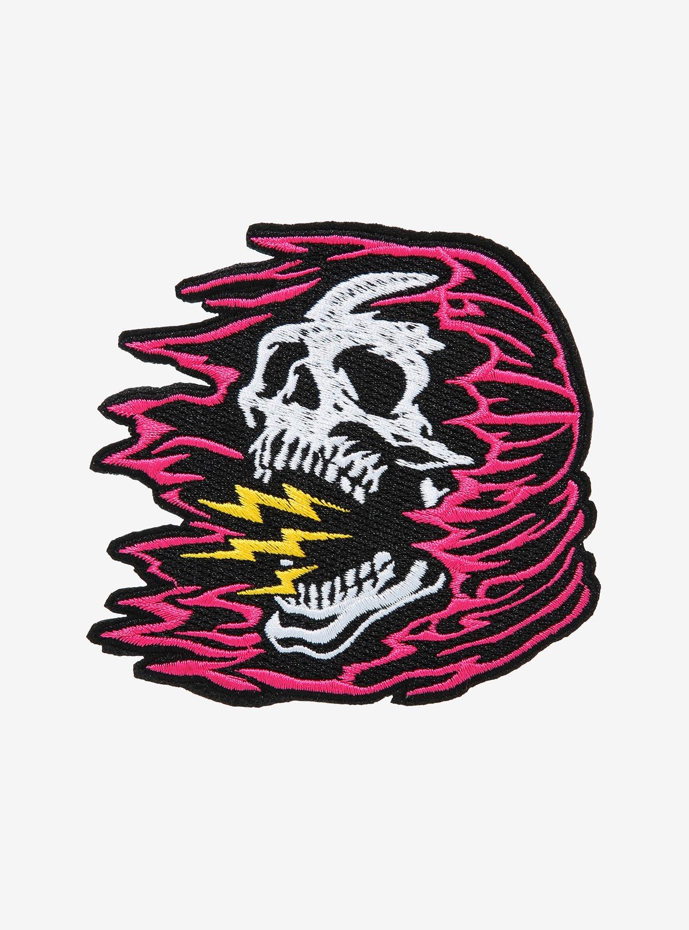 Skull Pink Hair Lightning Patch