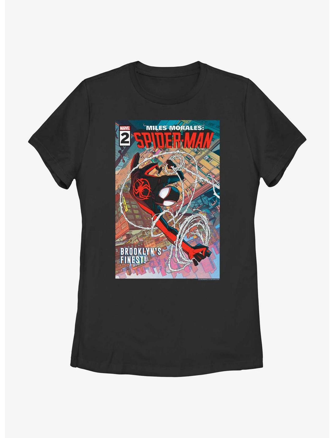 Marvel Spider-Man Miles Morales Brooklyns Finest Poster Womens T-Shirt, BLACK, hi-res