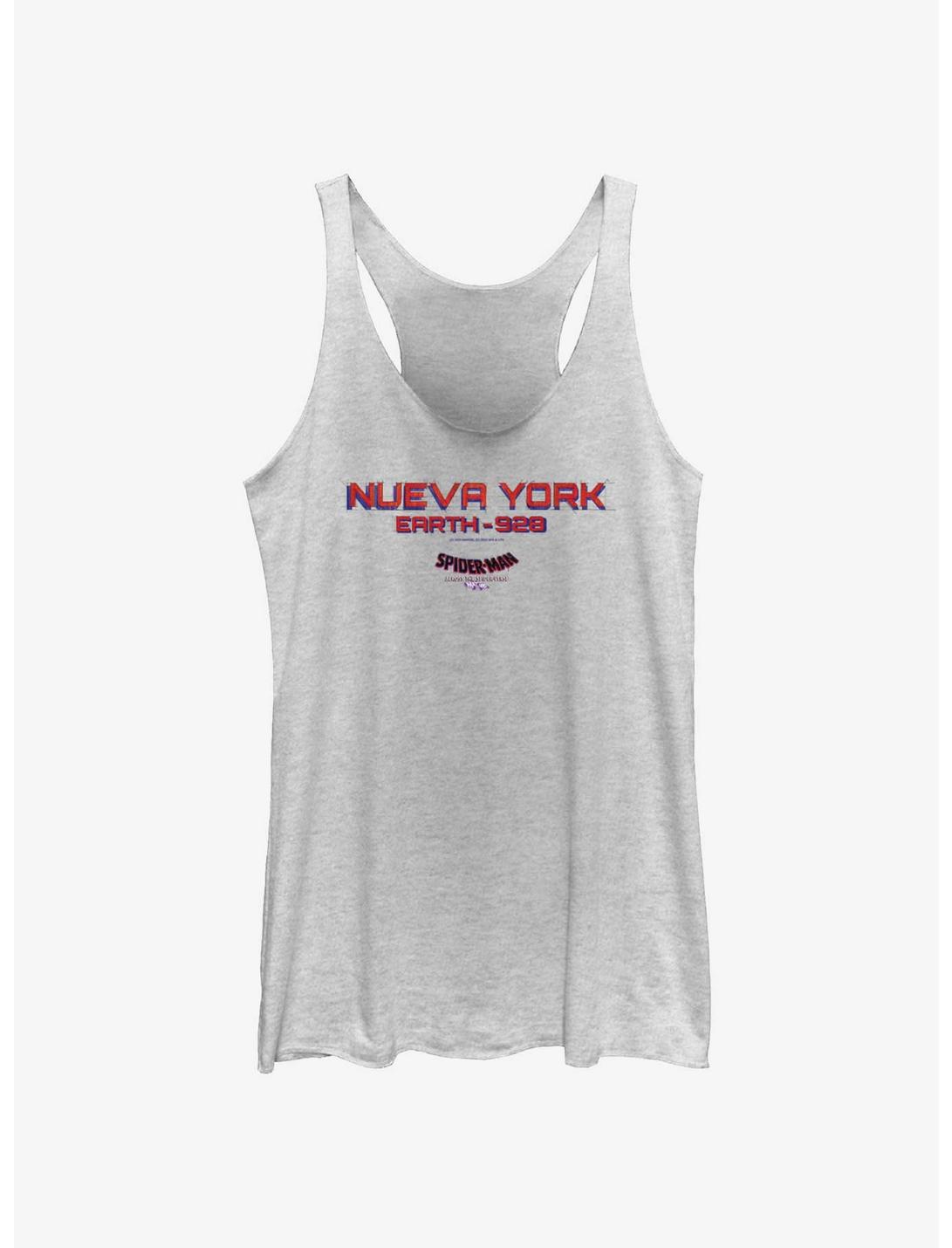 Marvel Spider-Man: Across The Spider-Verse Nueva York Earth-928 Womens Tank Top, WHITE HTR, hi-res