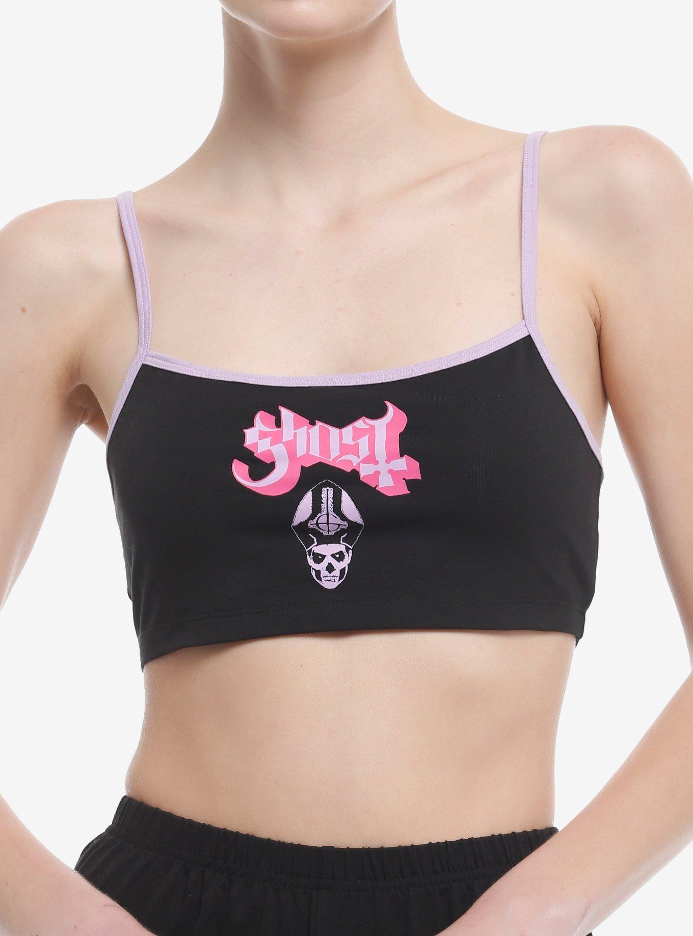 Ghost Logo Bralette, BLACK, hi-res