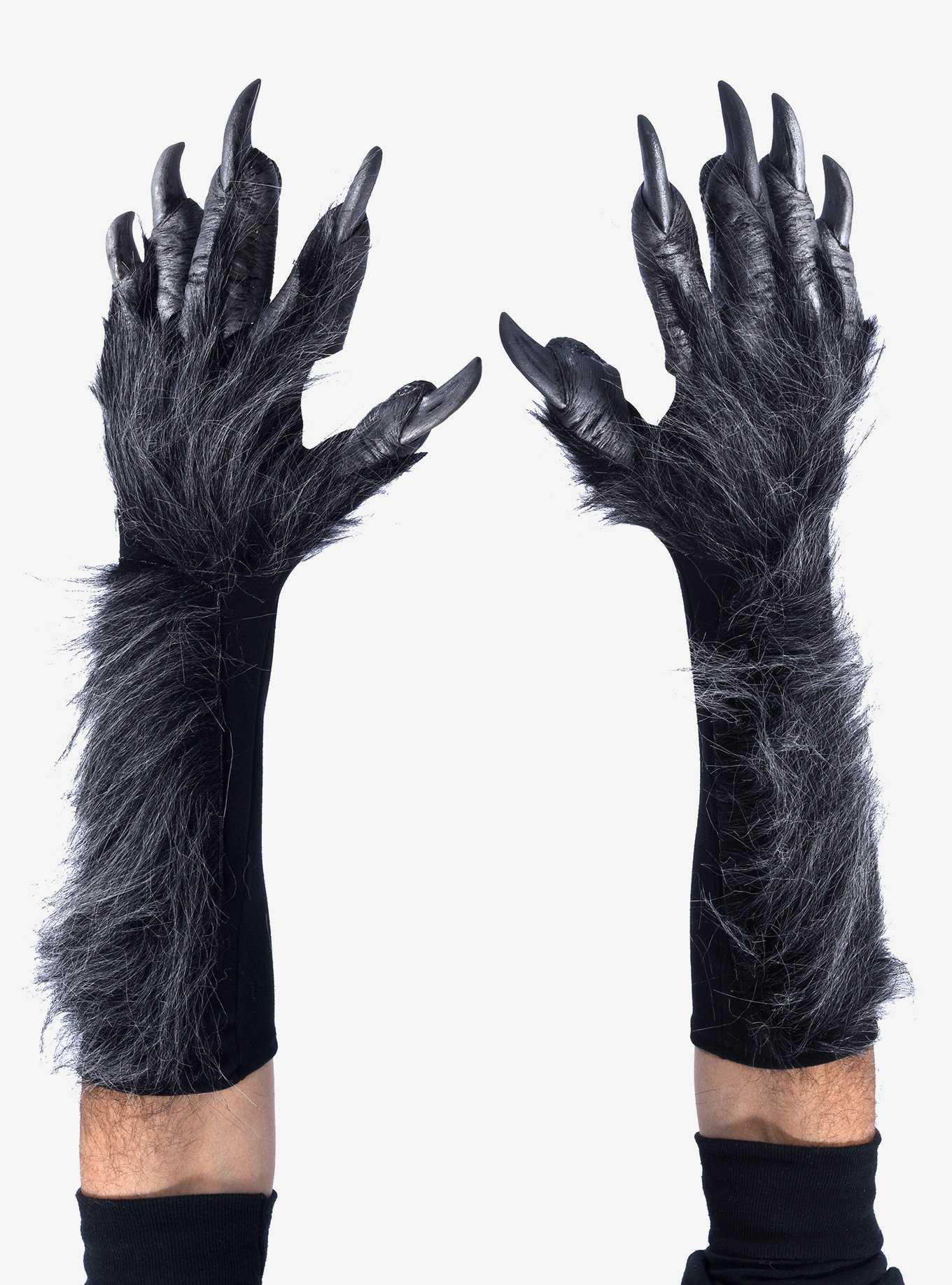 Grey Killer Wolf Animal Claws Costume Gloves, , hi-res