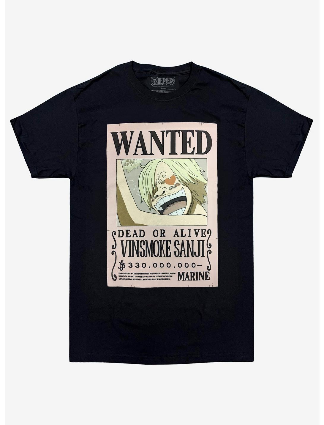One Piece Sanji Wanted Poster Double-Sided T-Shirt, BLACK, hi-res