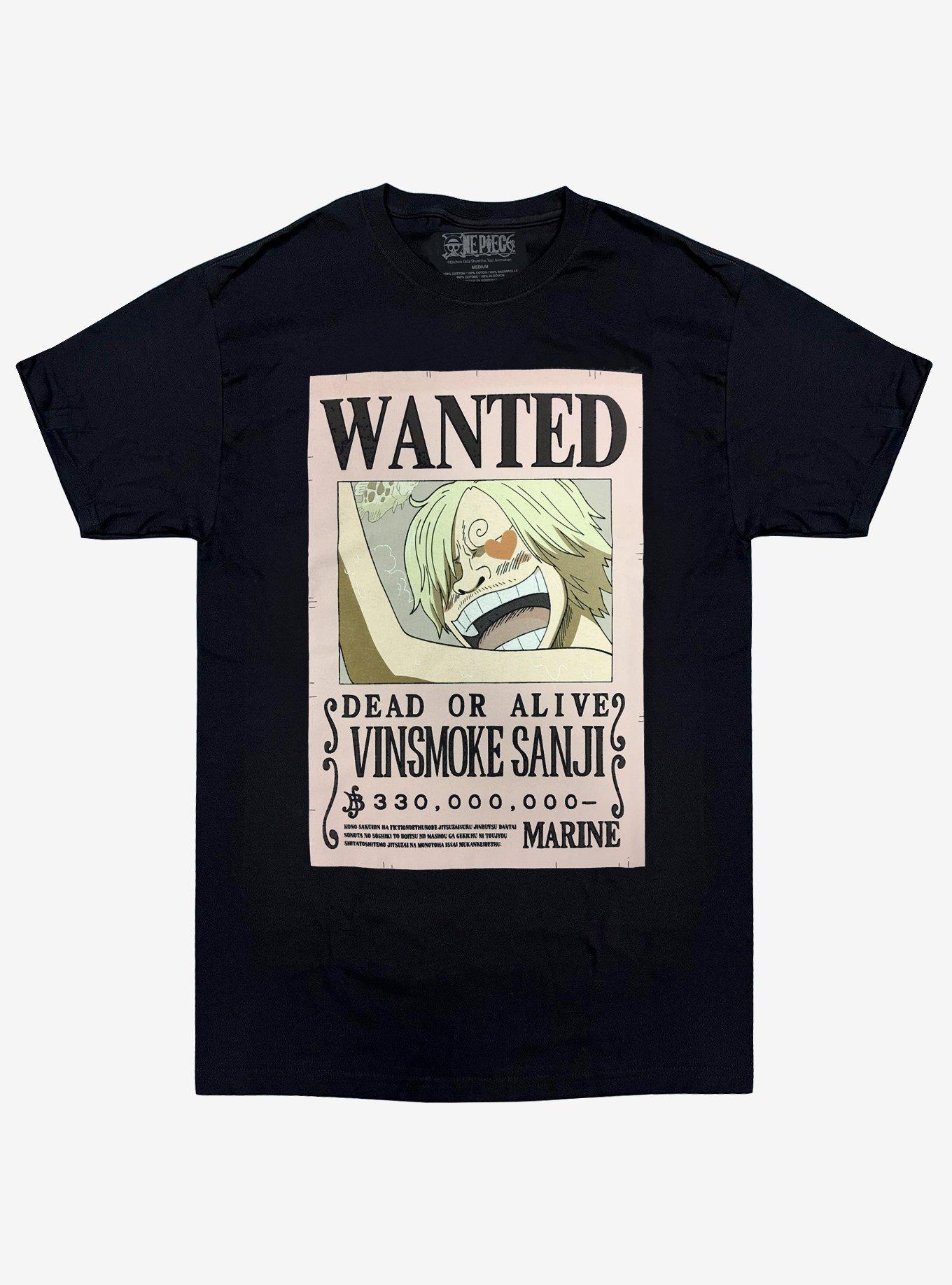 One Piece Sanji Wanted Poster Double-Sided T-Shirt, BLACK, hi-res