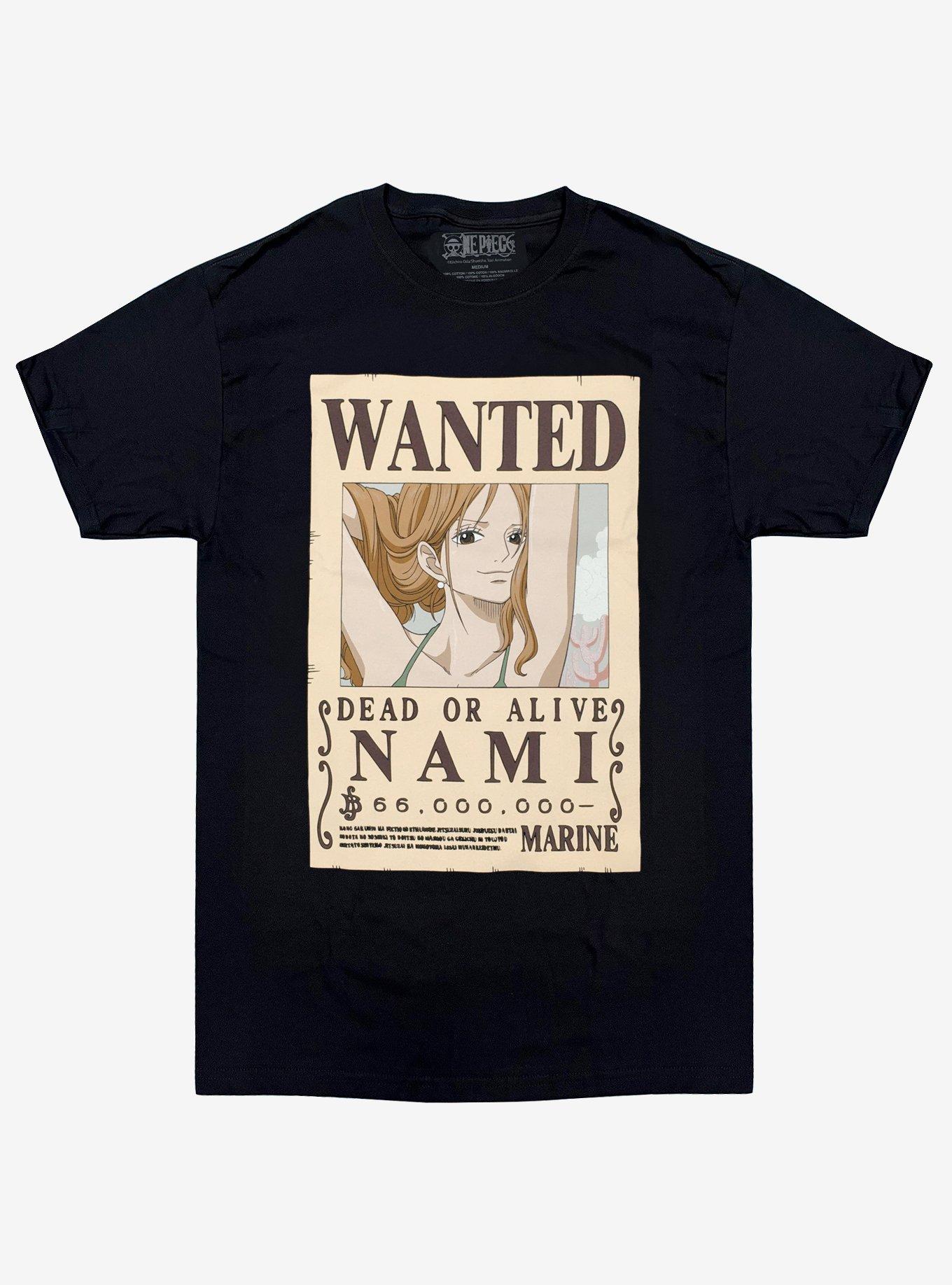 One Piece Nami Wanted Poster Double-Sided T-Shirt, BLACK, hi-res