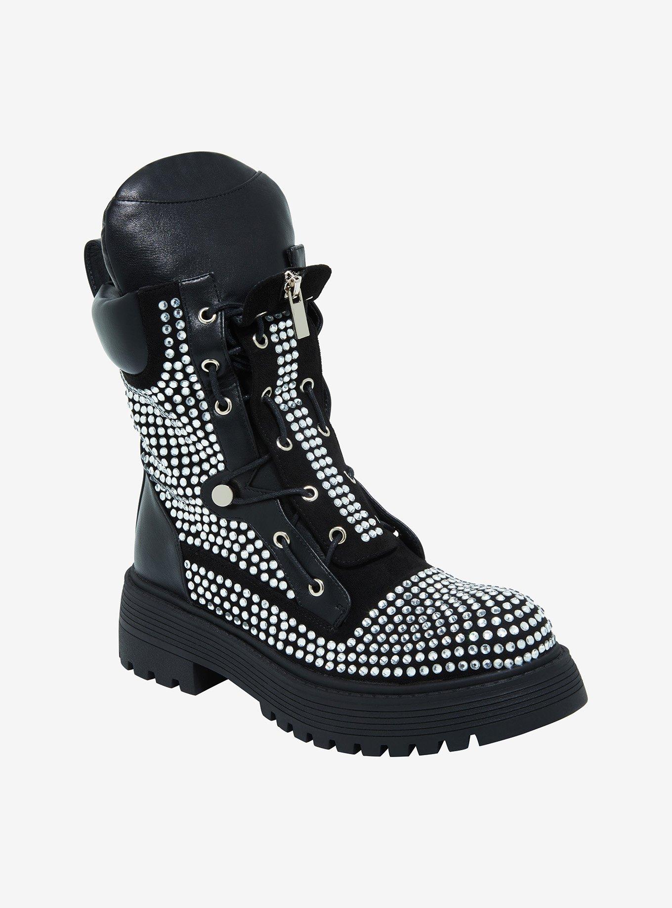 Bedazzled combat outlet boots