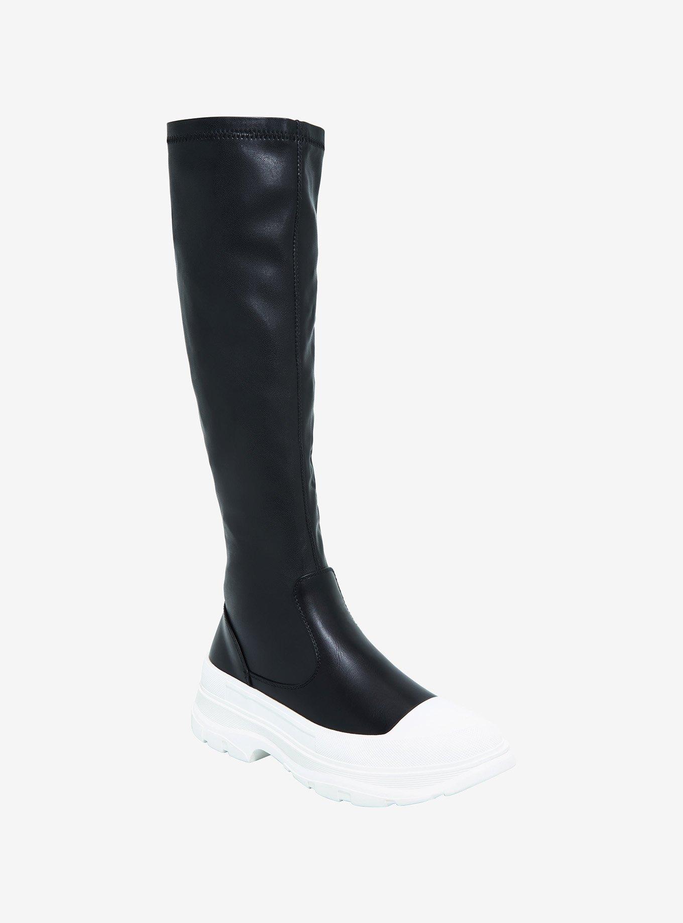 Azalea Wang Black & White Knee-High Stretch Sneakers | Hot Topic