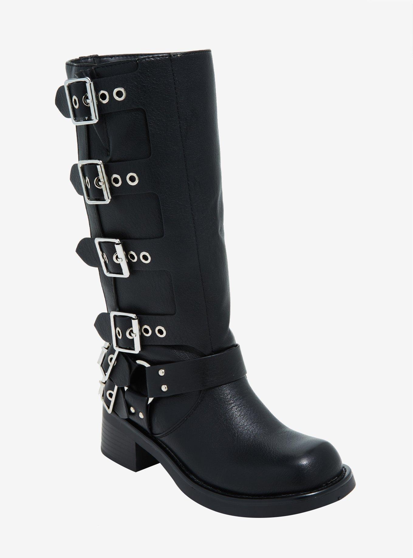 Bambi black best sale buckle ankle boots