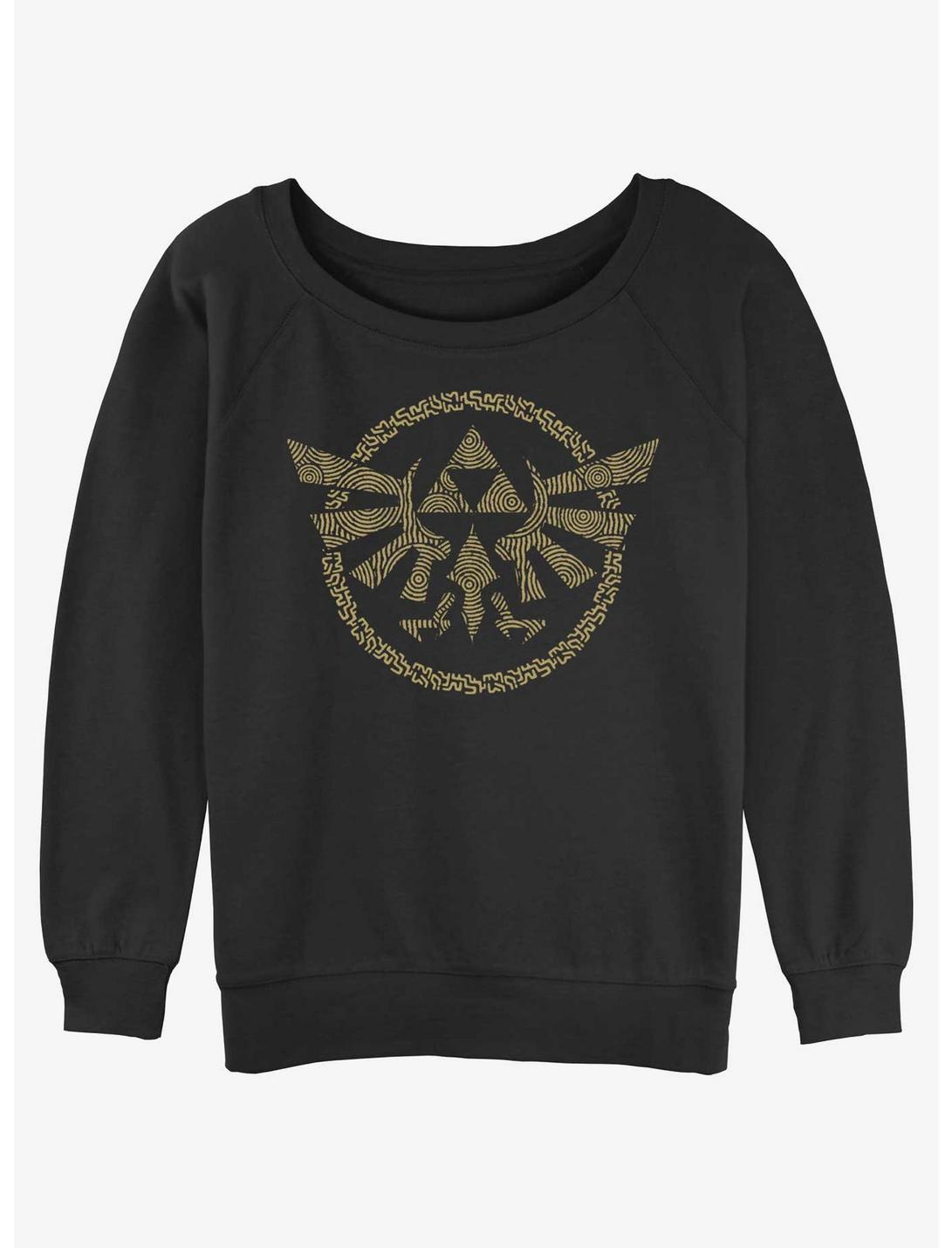 The Legend of Zelda: Tears of the Kingdom Hyrule Crest Womens Slouchy Sweatshirt, BLACK, hi-res