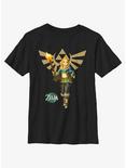The Legend of Zelda: Tears of the Kingdom Zelda Crest Youth T-Shirt, BLACK, hi-res