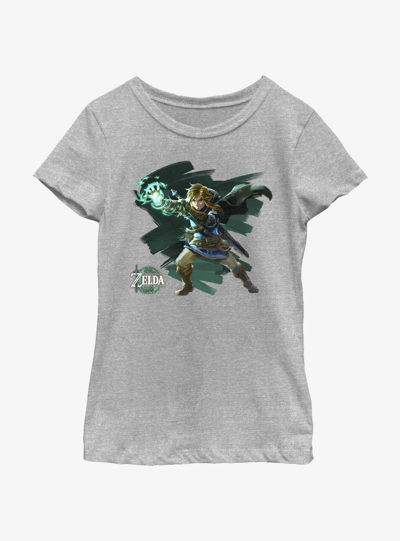 The Legend of Zelda: Tears of the Kingdom Painterly Link Youth Girls T-Shirt, ATH HTR, hi-res