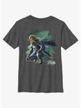 The Legend of Zelda: Tears of the Kingdom Link Crouch Youth T-Shirt, CHAR HTR, hi-res
