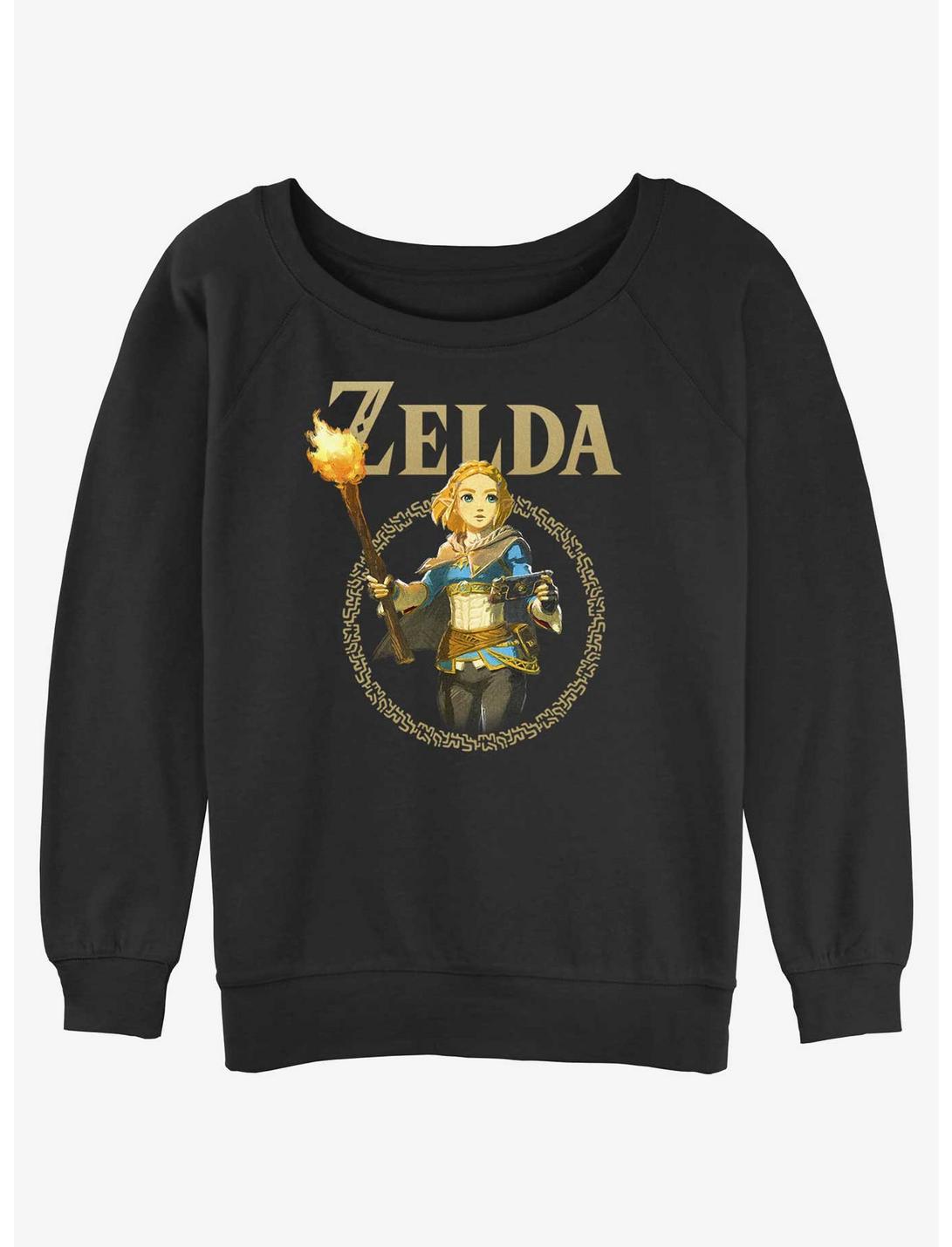 The Legend of Zelda: Tears of the Kingdom Zelda Badge Womens Slouchy Sweatshirt, BLACK, hi-res