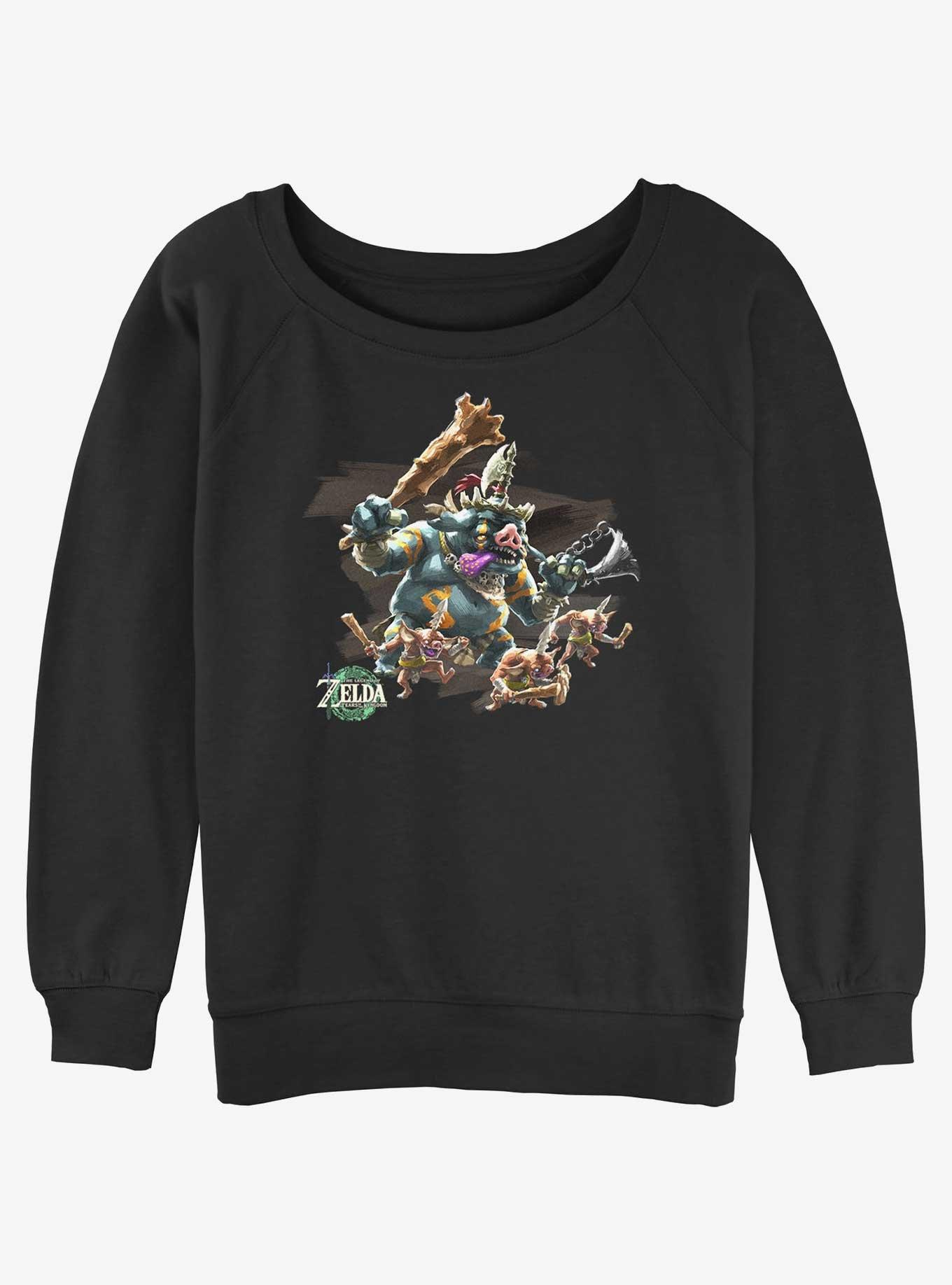 The Legend of Zelda: Tears of the Kingdom Bokoblin Boss Womens Slouchy Sweatshirt, BLACK, hi-res