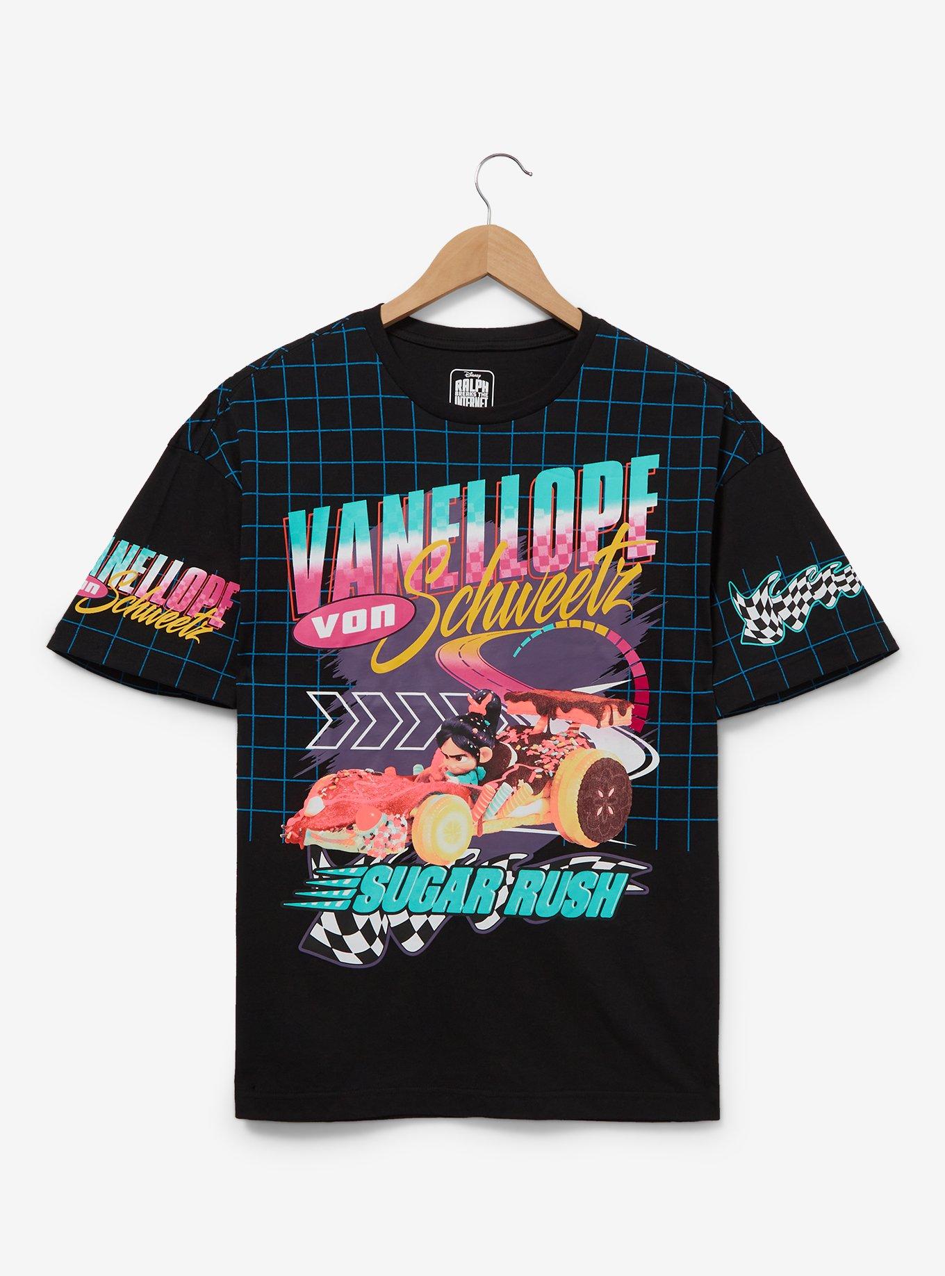 Disney Wreck-It Ralph Vanellope Racing Allover Print T-Shirt — BoxLunch Exclusive, BLACK, hi-res
