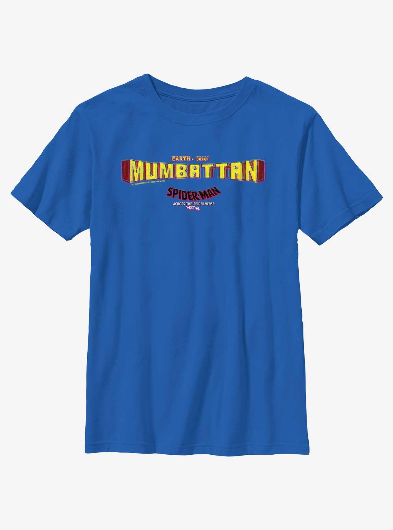 Marvel Spider-Man: Across The Spider-Verse Mumbattan Earth-50101 Youth T-Shirt, ROYAL, hi-res