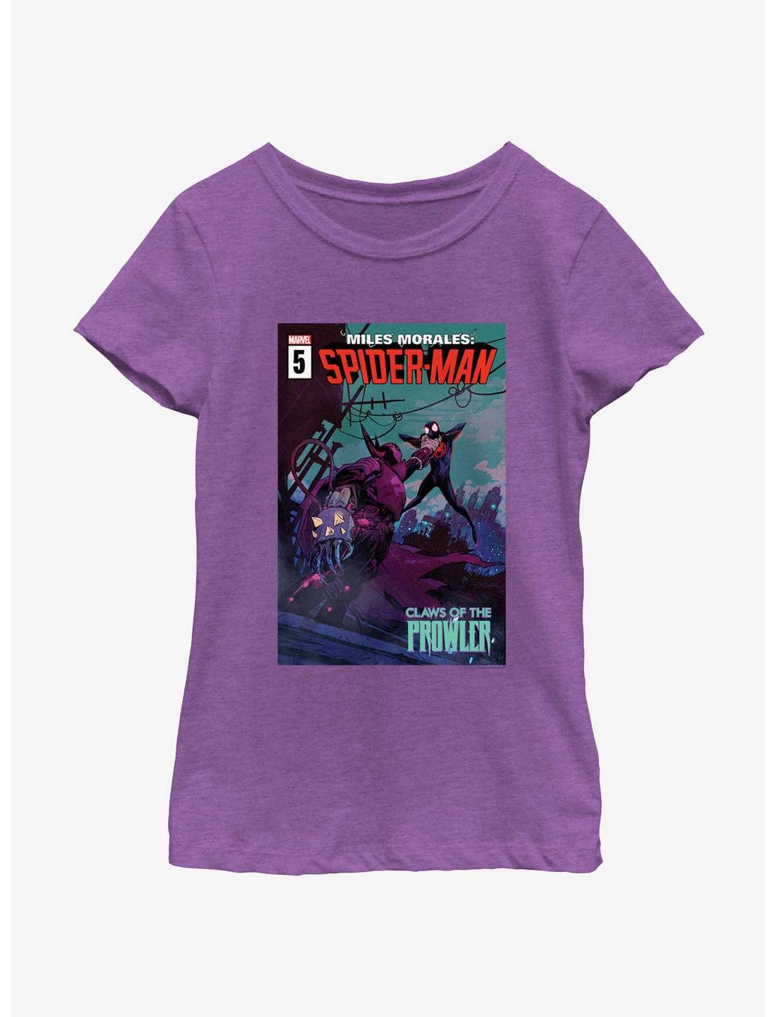 Marvel Spider-Man Claws Of The Prowler Poster Youth Girls T-Shirt, PURPLE BERRY, hi-res