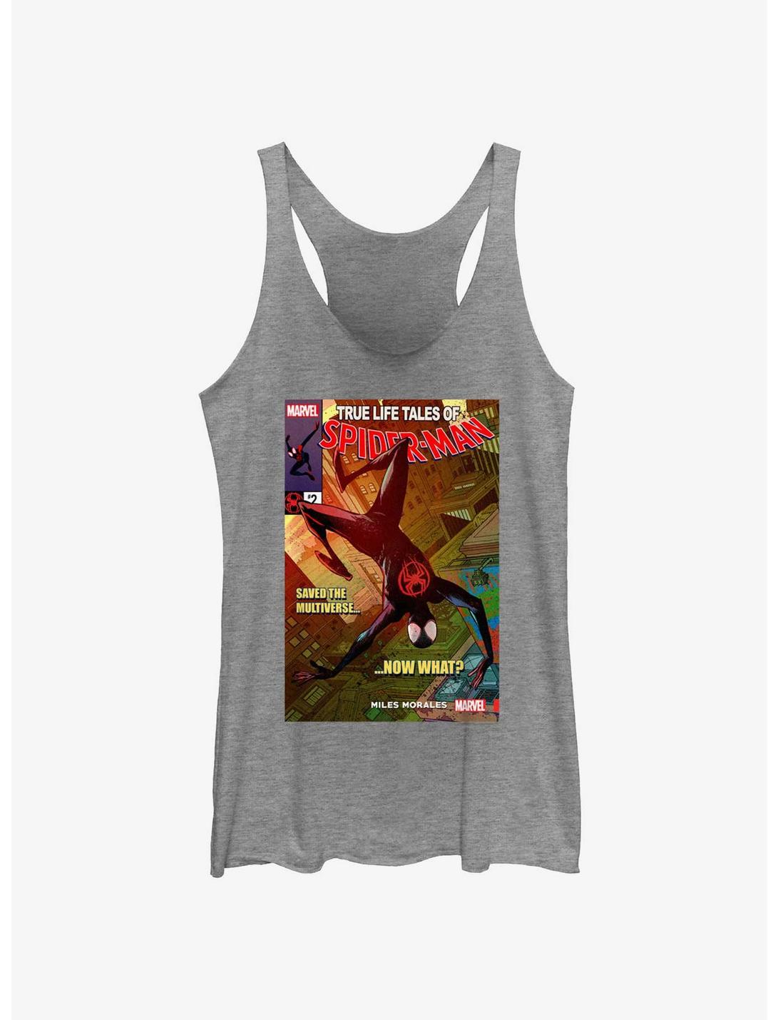 Marvel Spider-Man Miles Morales Saved The Multiverse Poster Womens Tank Top, GRAY HTR, hi-res