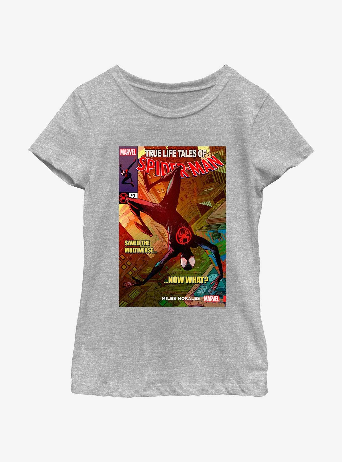 Marvel Spider-Man Miles Morales Saved The Multiverse Poster Youth Girls T-Shirt, ATH HTR, hi-res