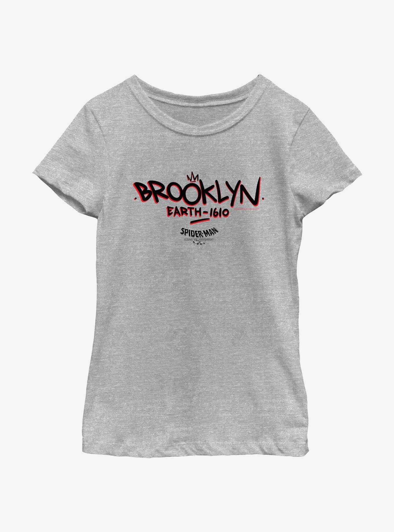 Marvel Spider-Man: Across The Spider-Verse Brooklyn Earth-1610 Youth Girls T-Shirt, ATH HTR, hi-res