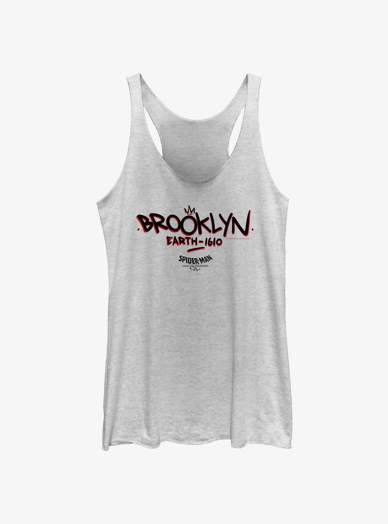 Marvel Spider-Man: Across The Spider-Verse Brooklyn Earth-1610 Womens Tank Top, WHITE HTR, hi-res