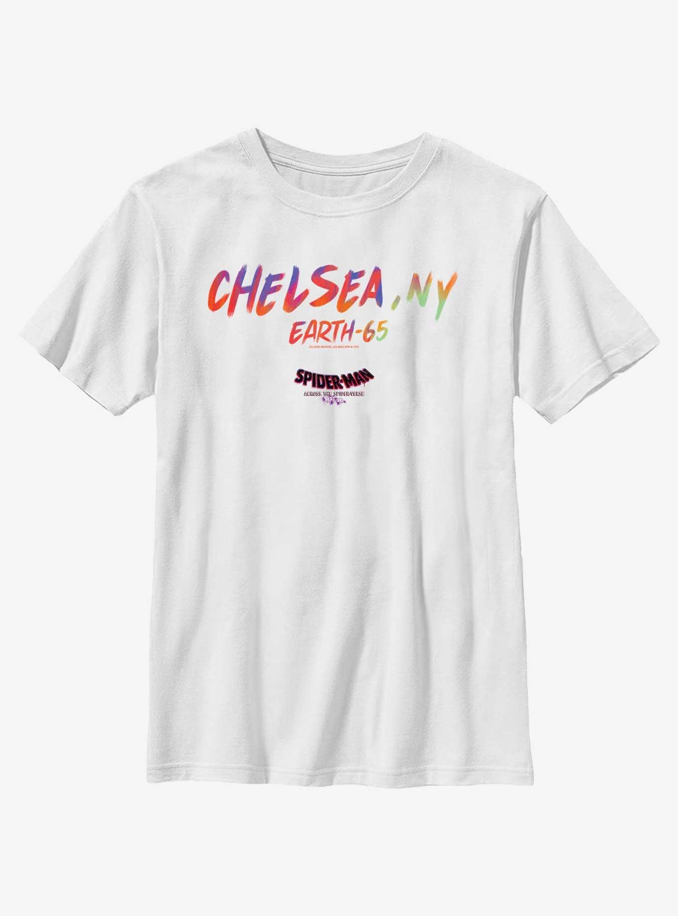 Marvel Spider-Man: Across The Spider-Verse Chelsea NY Earth-65 Youth T-Shirt, WHITE, hi-res