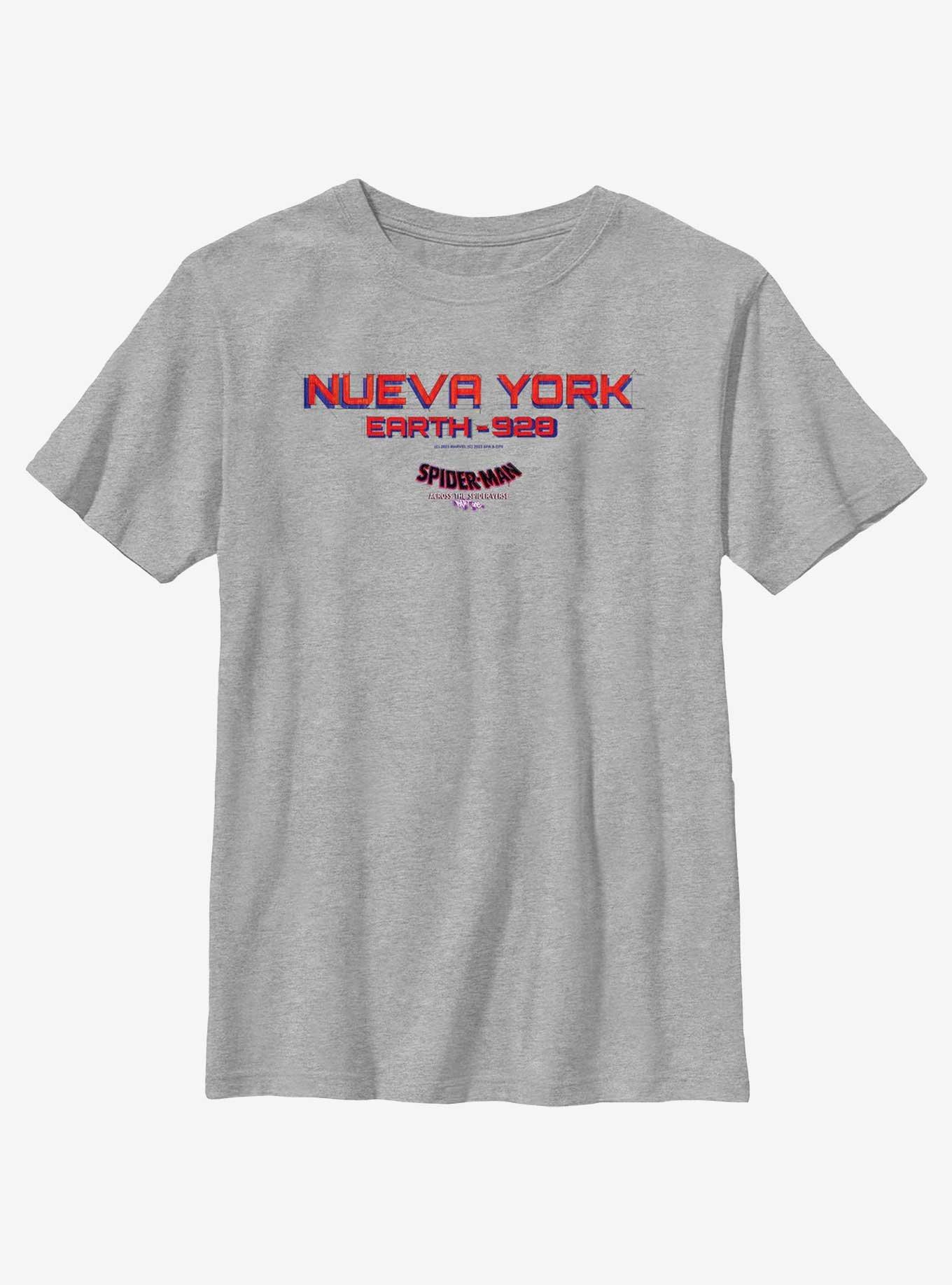 Marvel Spider-Man: Across The Spider-Verse Nueva York Earth-928 Youth T-Shirt, ATH HTR, hi-res