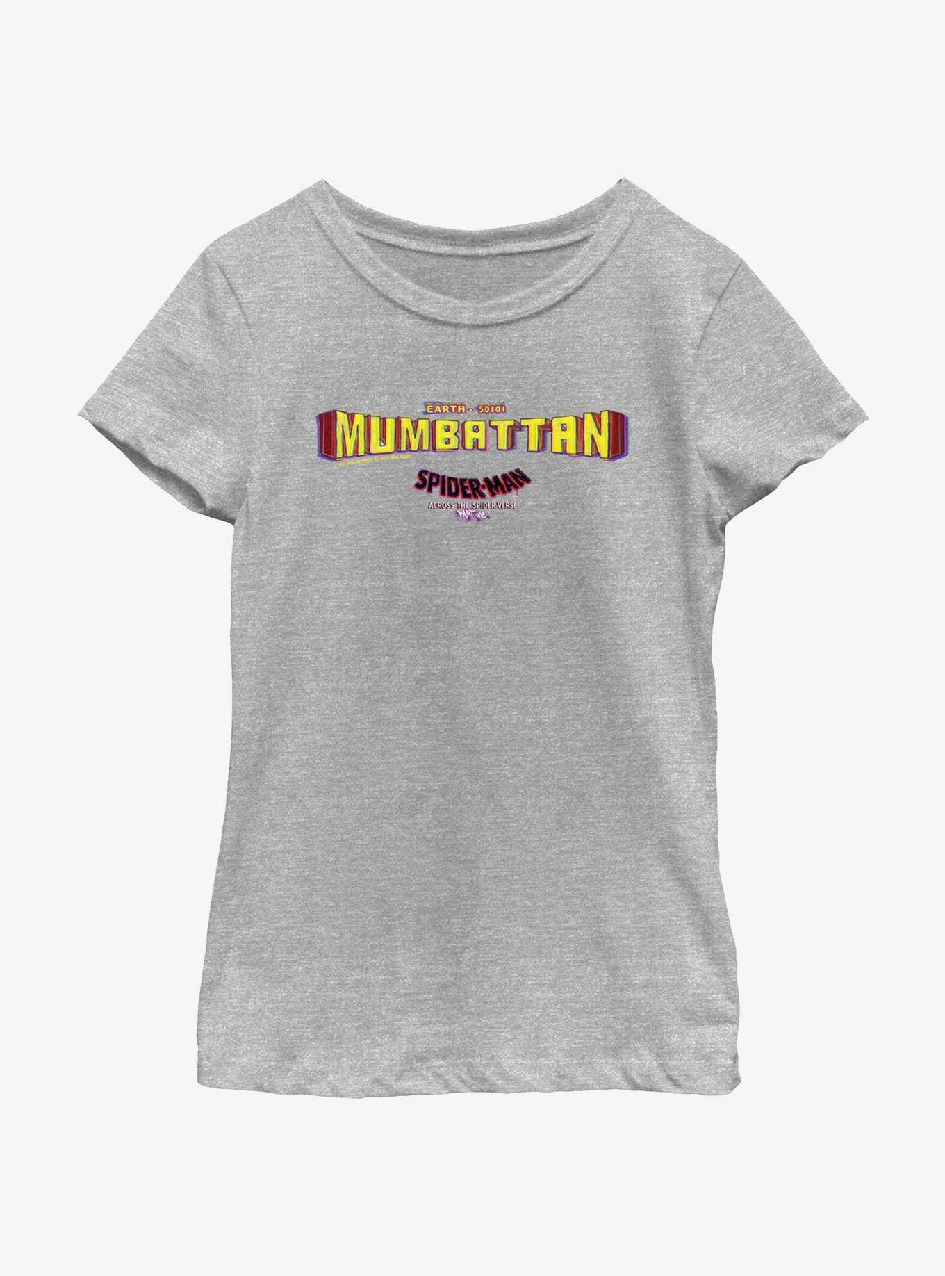 Marvel Spider-Man: Across The Spider-Verse Mumbattan Earth-50101 Youth Girls T-Shirt, ATH HTR, hi-res
