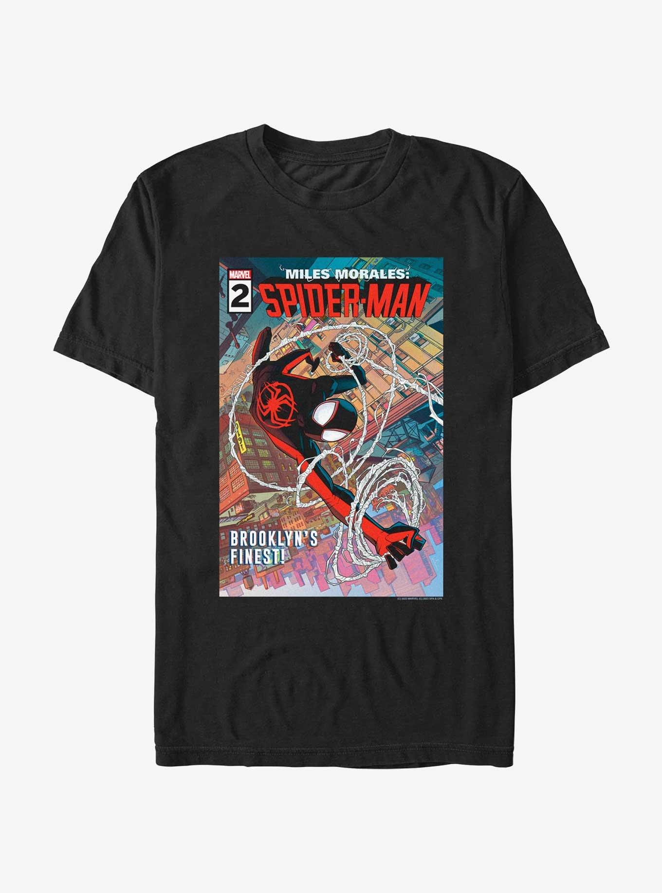 Marvel Spider-Man Miles Morales Brooklyns Finest Poster T-Shirt, BLACK, hi-res