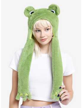 Green Frog Fuzzy Tassel Beanie With Movable Eyes, , hi-res