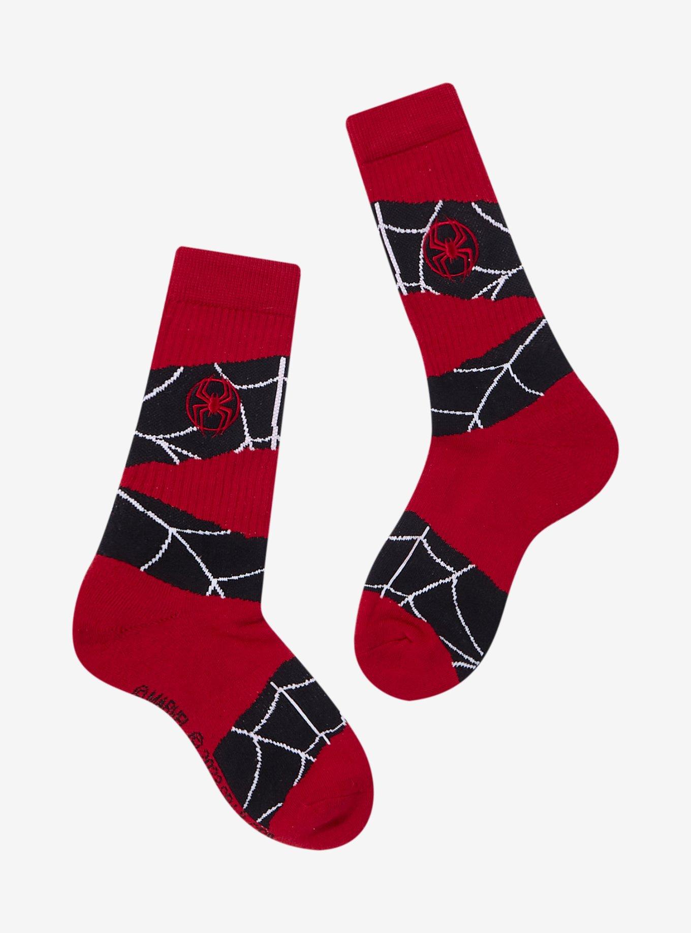 Marvel Spider-Man Glow-In-The-Dark Spiderweb Crew Socks, , hi-res