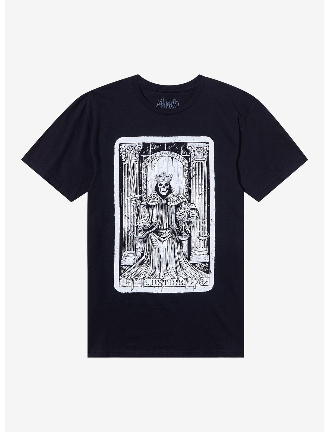 Justice Skeleton T-Shirt By Vertebrae33, BLACK, hi-res