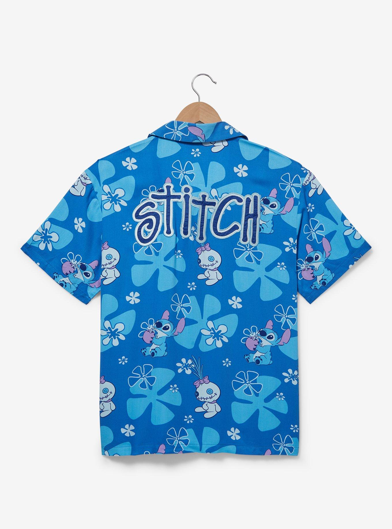 Disney Lilo & Stitch Scrump & Stitch Floral Woven Button-Up, BLUE, hi-res