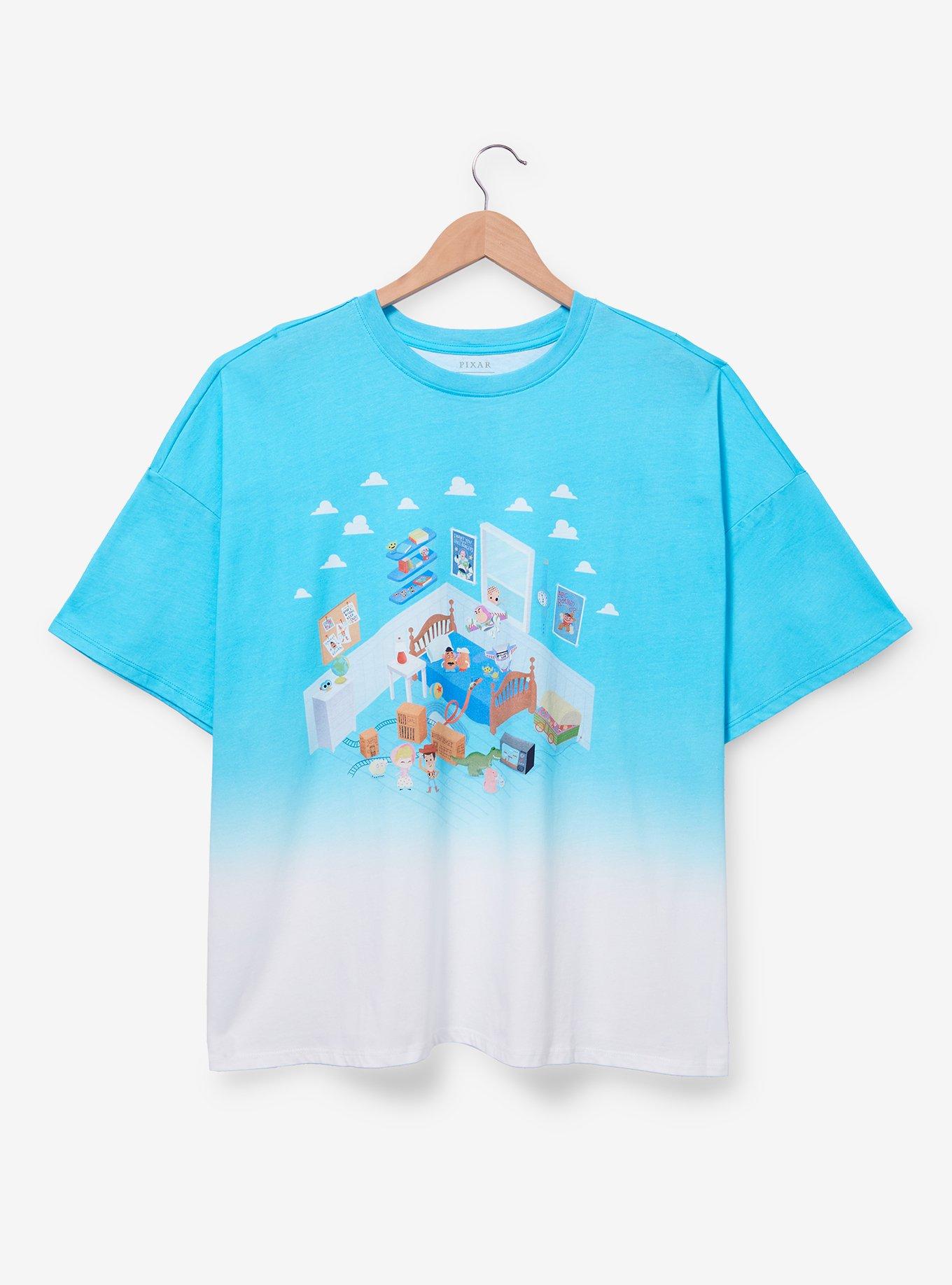 Her Universe Disney Pixar Toy Story Andy's Room Split Dye Women's Plus Size T-Shirt &mdash; BoxLunch Exclusive, LIGHT BLUE, hi-res