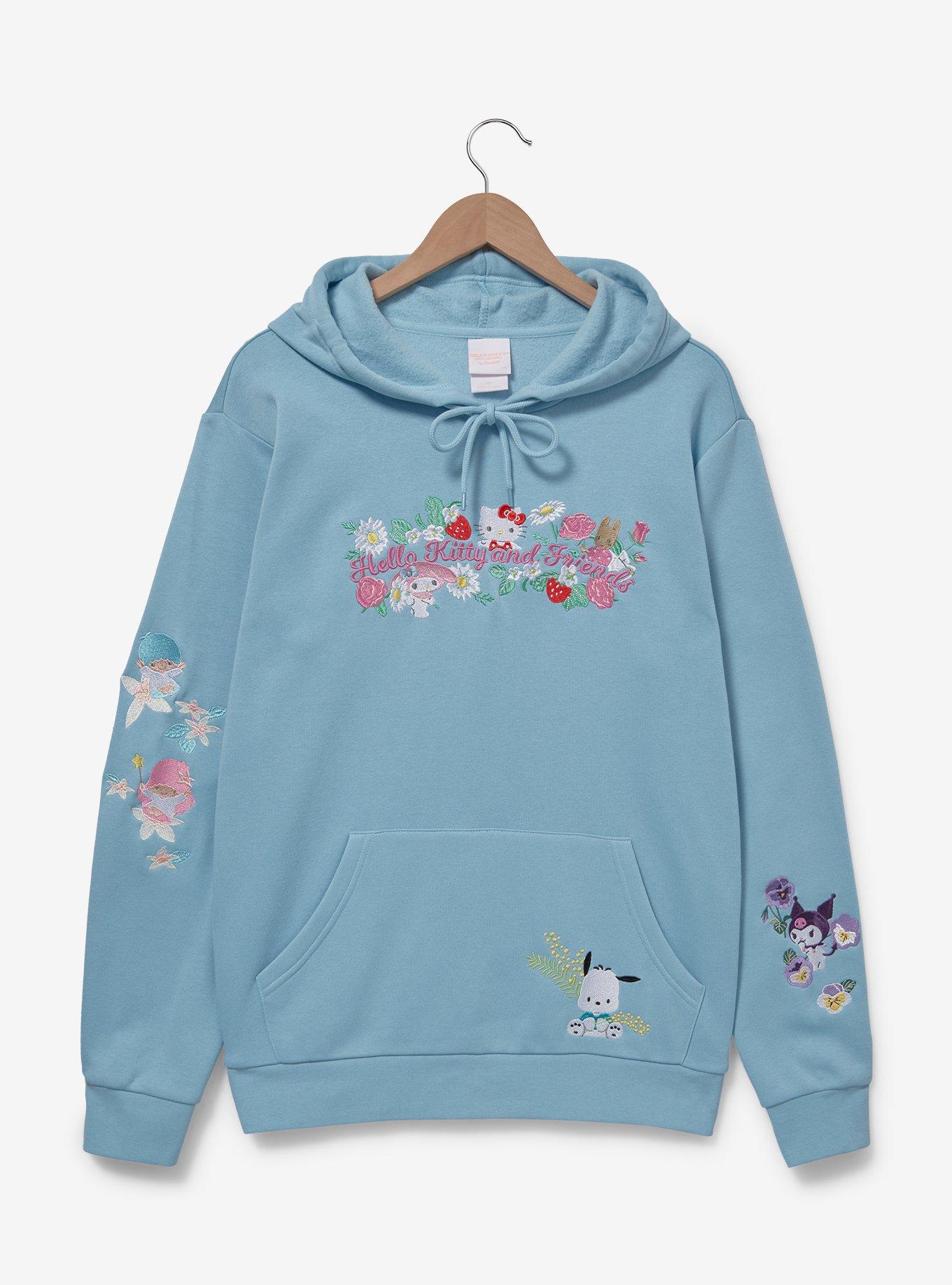 Sanrio Hello Kitty and Friends Floral Character Hoodie — BoxLunch Exclusive, LIGHT BLUE, hi-res