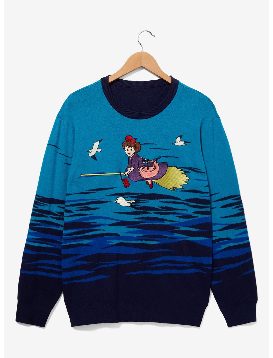 Our Universe Studio Ghibli Kiki's Delivery Service Kiki Flying Sweater - BoxLunch Exclusive, BLUE, hi-res