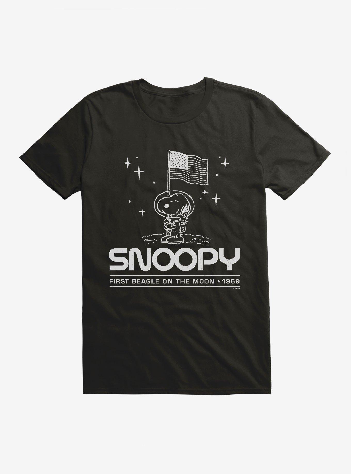 Peanuts Snoopy First Beagle On The Moon T-Shirt - BLACK