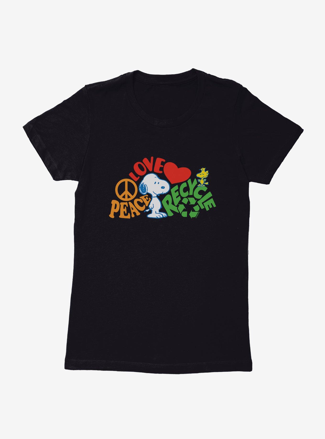 Peanuts Peace Love Recycle Womens T-Shirt, , hi-res