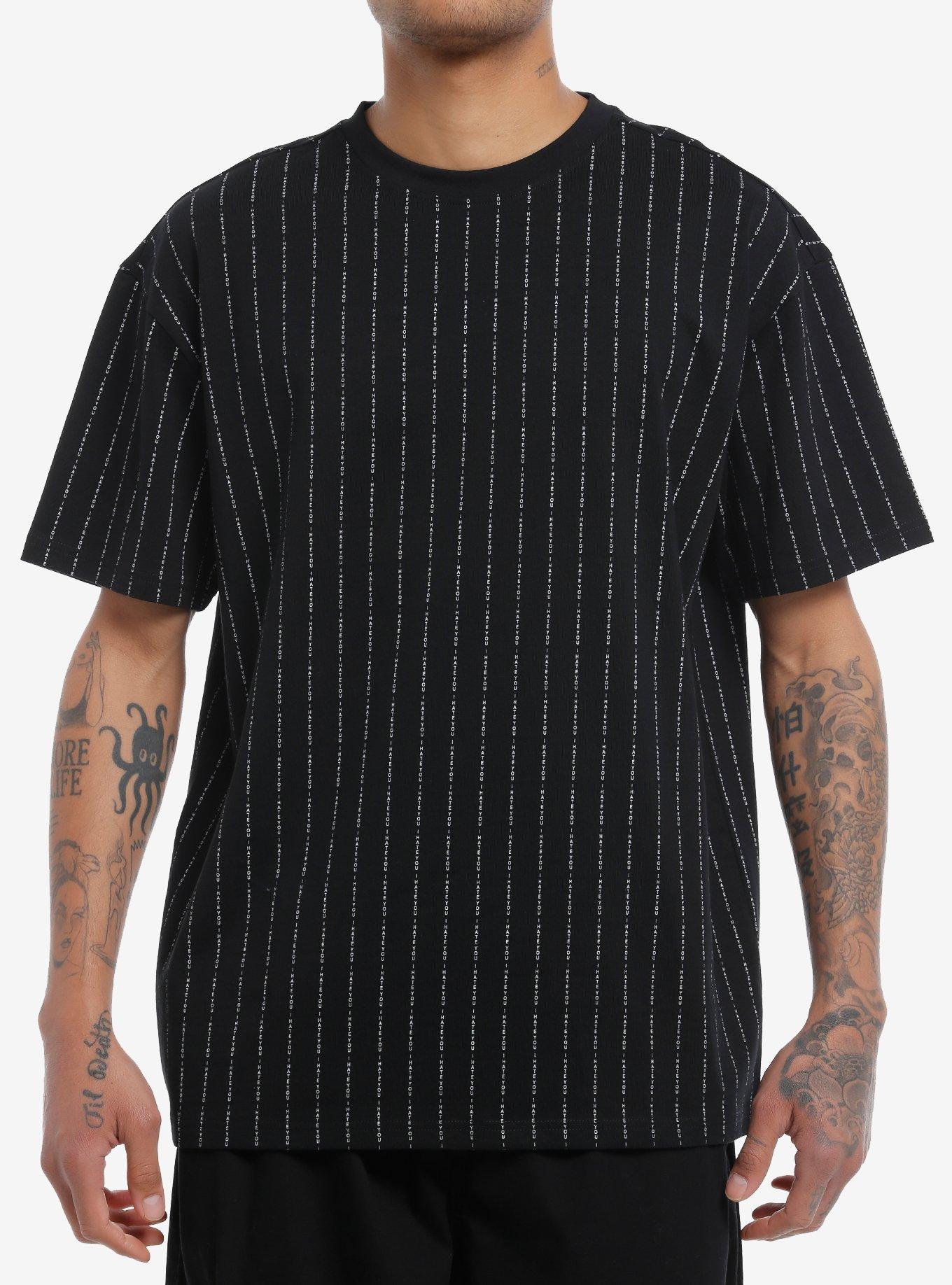 I Hate You Pinstripe Oversized T-Shirt, , hi-res