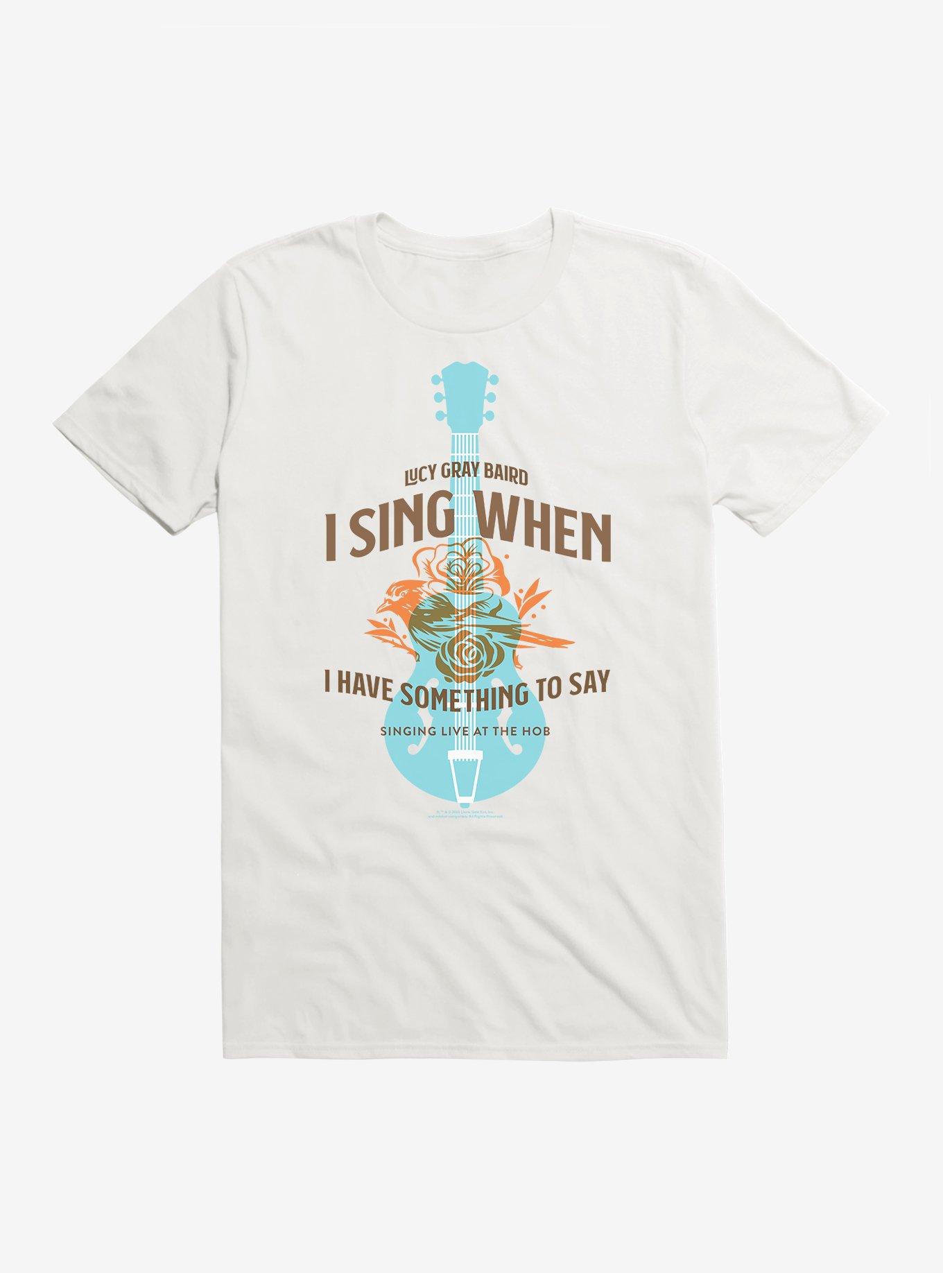 Hunger Games: The Ballad Of Songbirds And Snakes Lucy Gray Baird Guitar T-Shirt, WHITE, hi-res