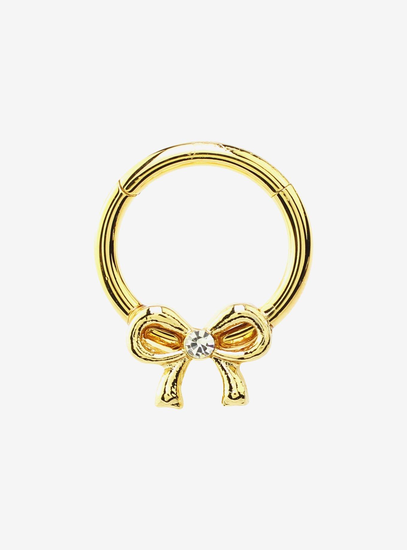 Steel Gold Bow Hinged Clicker, , hi-res