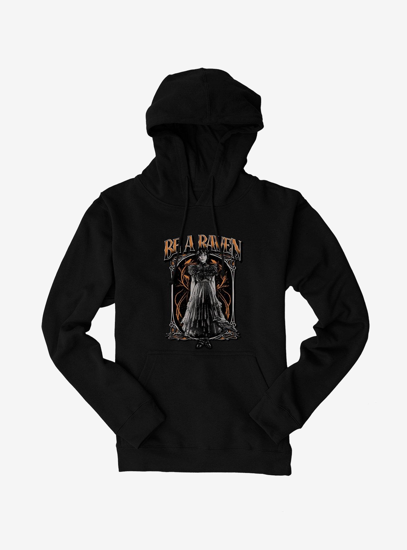 Wednesday Be A Raven Hoodie, , hi-res