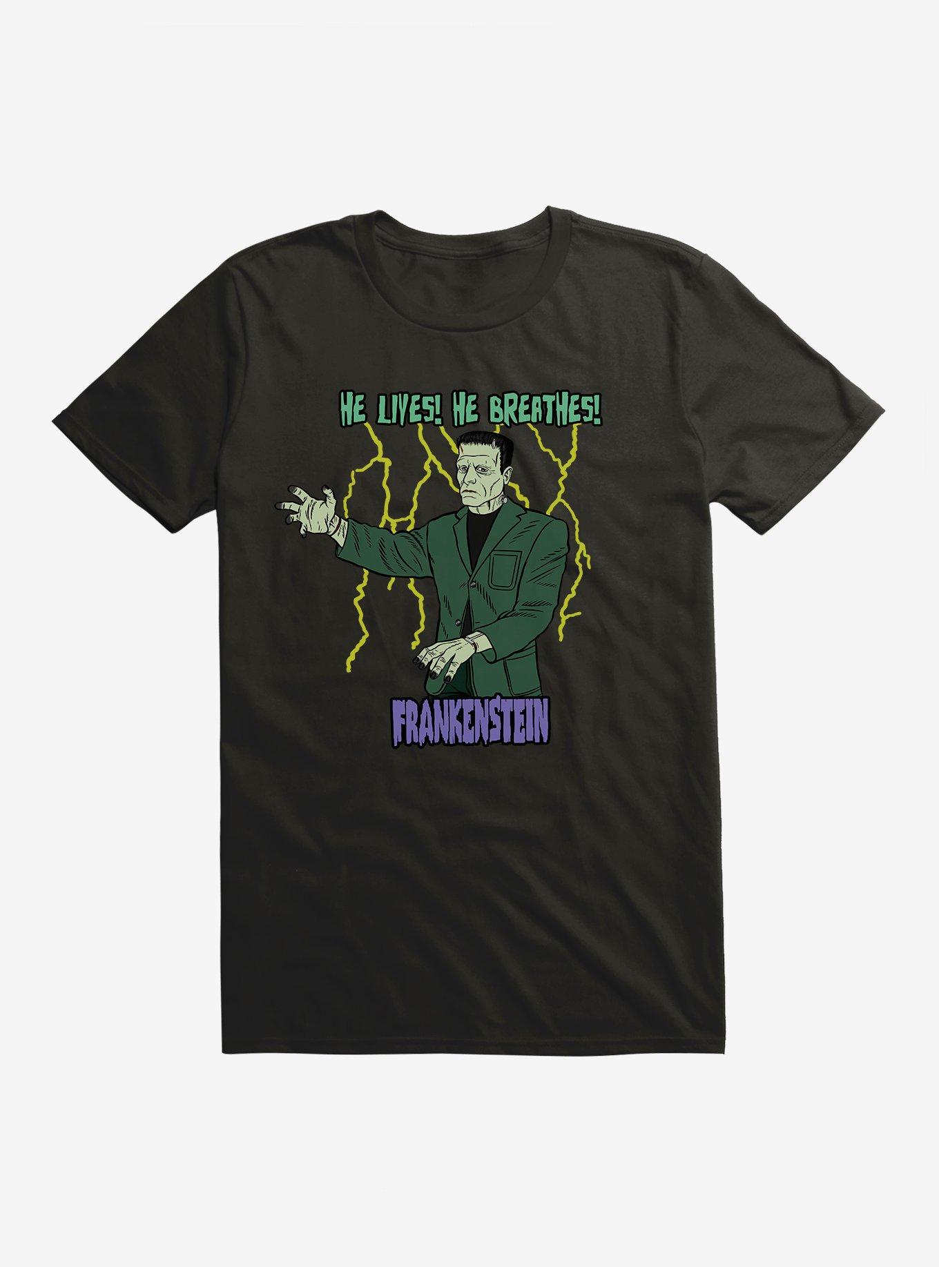 Universal Monsters Frankenstein He Lives He Breathes T-Shirt, BLACK, hi-res
